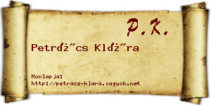 Petrács Klára névjegykártya