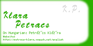 klara petracs business card